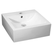 Nuie 470mm square 1 tap hole counter top basin in white