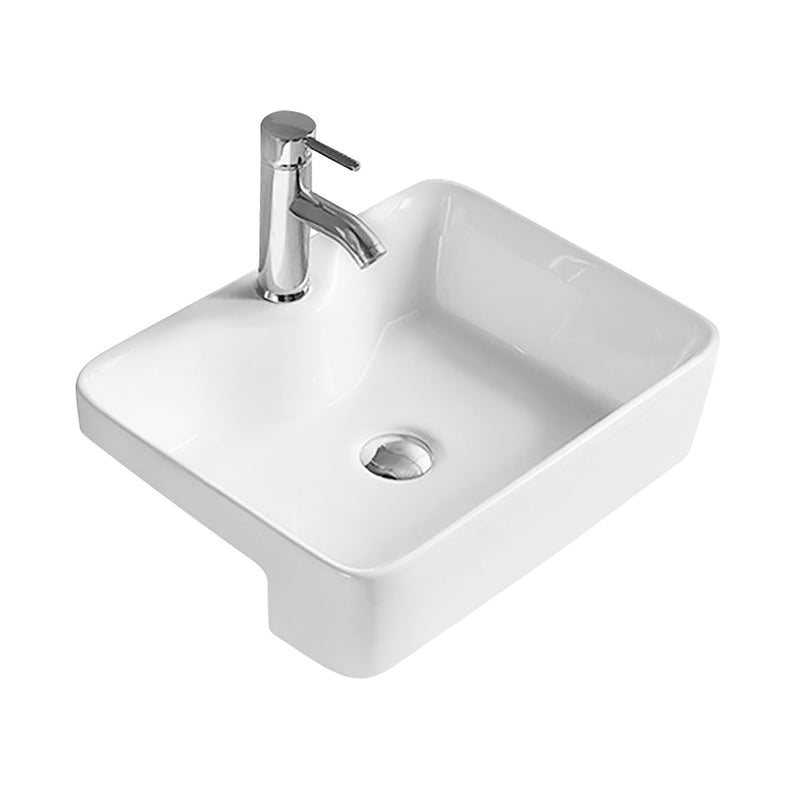 Nuie 480mm square semi recessed basin in white