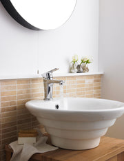 Nuie 485mm round counter top basin on a vanity unit