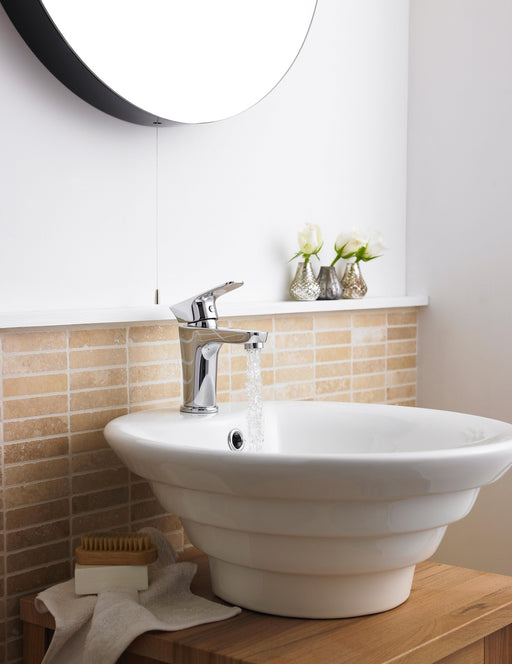 Nuie 485mm round counter top basin on a vanity unit