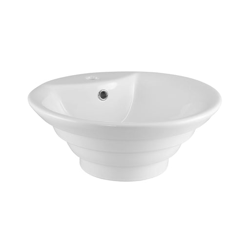 Nuie 485mm round 1 tap hole counter top basin in white