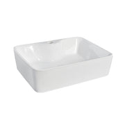 Nuie 485mm soft square 1 tap hole counter top basin in white