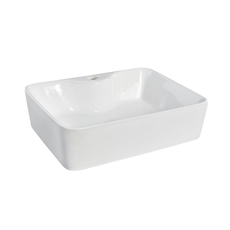 Nuie 485mm soft square 1 tap hole counter top basin in white