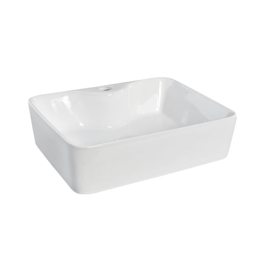 Nuie 485mm soft square 1 tap hole counter top basin in white