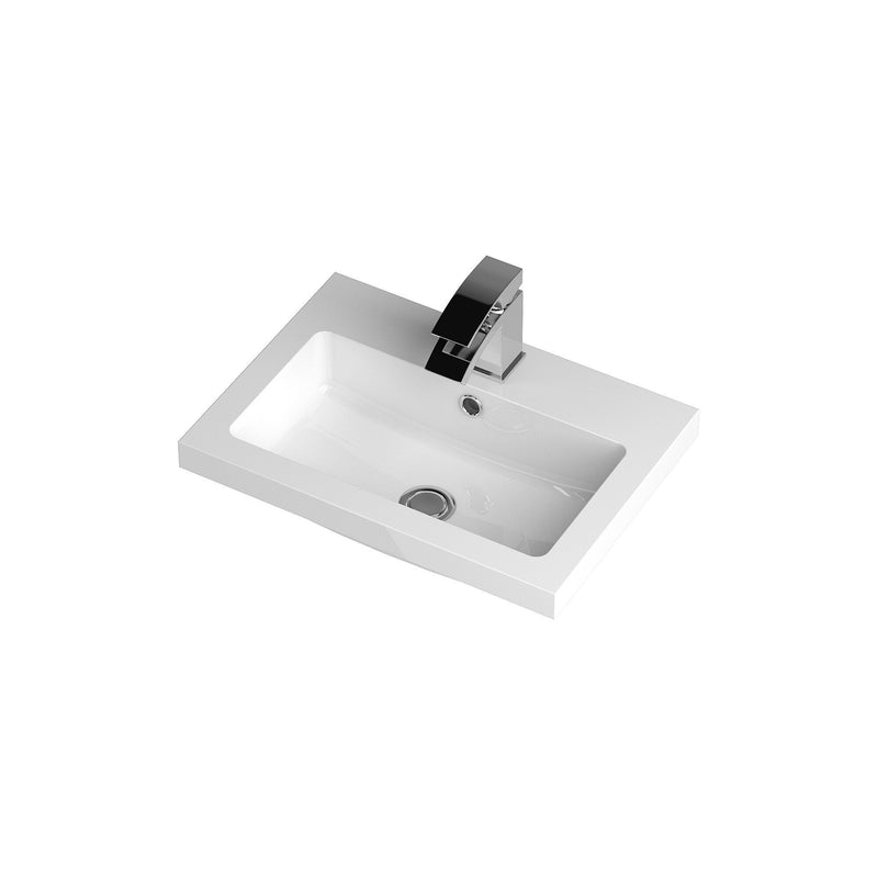 Nuie 500mm Polymarble Rectangular Basin 1 Tap Hole White (PMB312)