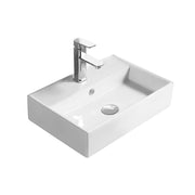Nuie 500mm square 1 tap hole counter top basin in white