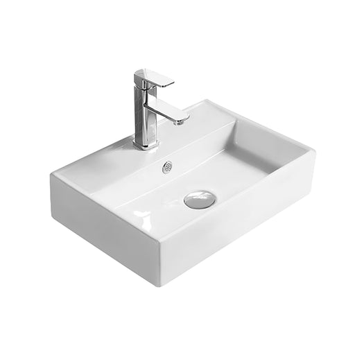 Nuie 500mm square 1 tap hole counter top basin in white