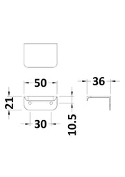 Nuie 50mm Wrapover Furniture Handle line drawing