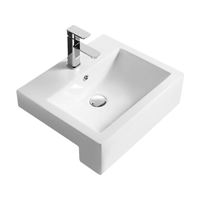 Nuie 530mm square semi recessed basin in white