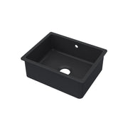 Nuie 548mm x 442mm Fireclay Soft Black Single Bowl Rectangular Inset Sink With Central Waste And Overflow (PS43022)