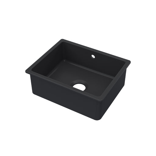 Nuie 548mm x 442mm Fireclay Soft Black Single Bowl Rectangular Inset Sink With Central Waste And Overflow (PS43022)