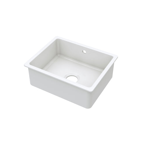 Nuie 548mm x 442mm Fireclay White Single Bowl Rectangular Inset Sink With Central Waste And Overflow (PS13022)