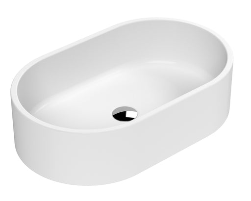 Nuie 565mm oval counter top basin in matt white
