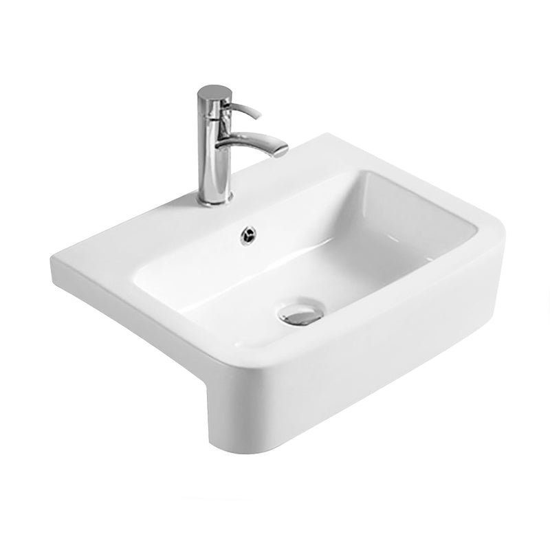 Nuie 570mm square semi recessed basin in white