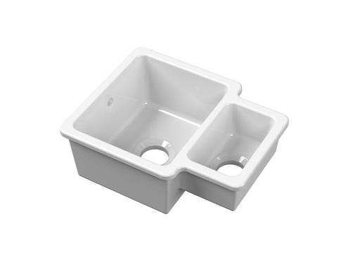 Nuie 579mm x 455mm Fireclay White 1.25 Bowl Rectangular Inset Sink (PS130H22C)