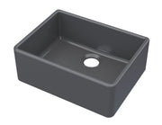 Nuie 595mm x 450mm x 220mm Fireclay Soft Black Single Bowl Butler Sink With Offset Waste (BU40024)