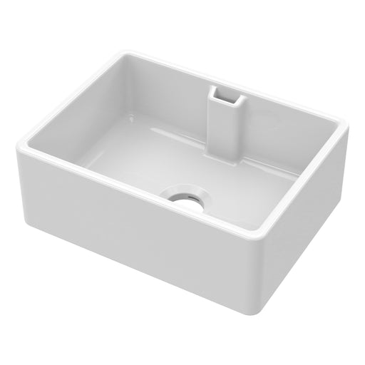 Nuie 595mm x 450mm x 220mm Fireclay White Single Bowl Belfast Sink With Central Waste And Weir Overflow (BE13024)