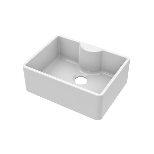 Nuie 595mm x 450mm x 220mm Fireclay White Single Bowl Butler Sink With Offset Waste And Tap Ledge (BU12024)