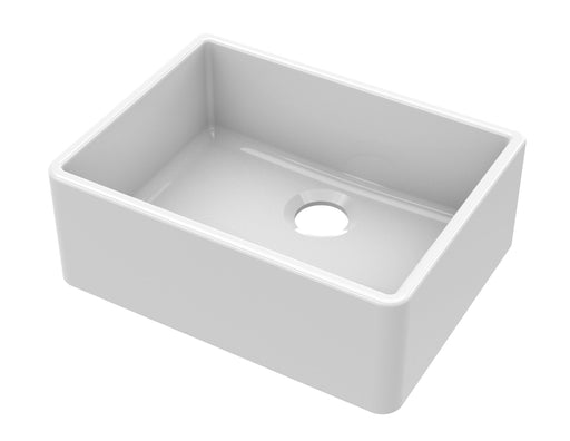 Nuie 595mm x 450mm x 220mm Fireclay White Single Bowl Butler Sink With Offset Waste (BU10024)