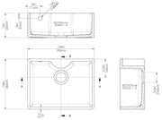 Nuie 595mm x 450mm x 220mm Fireclay White Single Bowl Butler Sink With Tap Ledge And Overflow (BU12124) line drawing