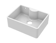 Nuie 595mm x 450mm x 220mm Fireclay White Single Bowl Butler Sink With Tap Ledge And Overflow (BU12124)