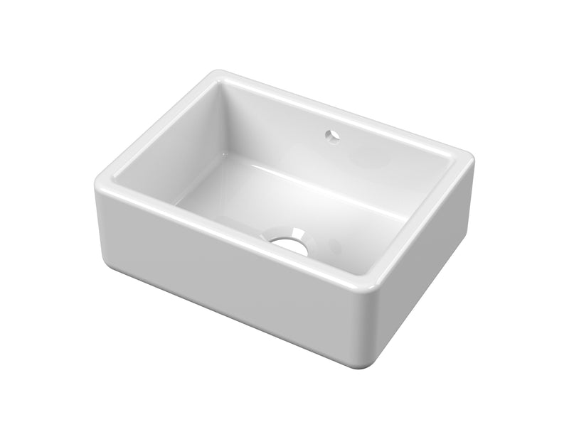 Nuie 595mm x 450mm x 220mm Fireclay White Single Bowl Traditional Thick Walled Butler Sink (BU17124)