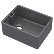 Nuie 595mm x 455mm x 254mm Fireclay Soft Black Single Bowl Belfast Sink With Offset Waste And Weir Overflow (BE40024)