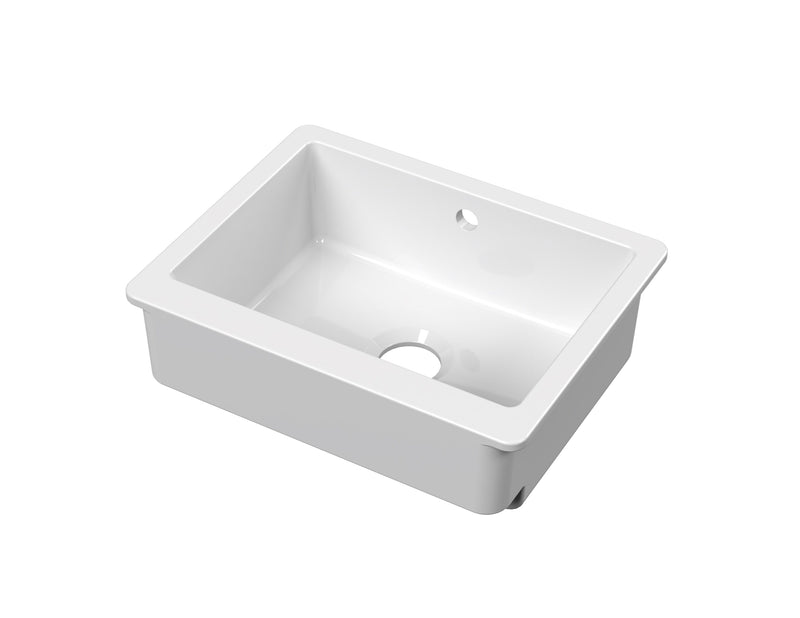 Nuie 595mm x 460mm x 200mm Fireclay White Single Bowl Overmount Butler Sink (BU19124)