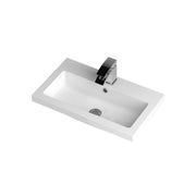 Nuie 600mm Polymarble Rectangular Basin 1 Tap Hole White (PMB313)