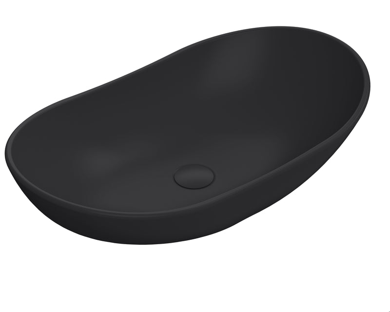 Nuie 615mm oval counter top basin in matt black