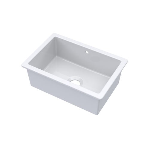 Nuie 711mm x 482mm Fireclay White Single Bowl Rectangular Inset Sink With Central Waste And Overflow (PS11628)