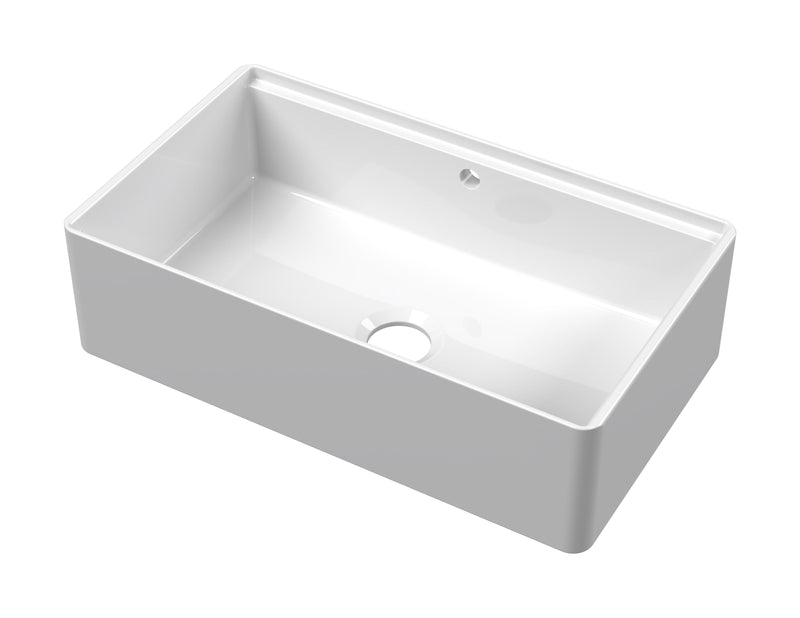 Nuie 795mm x 460mm x 220mm Fireclay White Single Bowl Butler Sink With Ledge (BU18132)