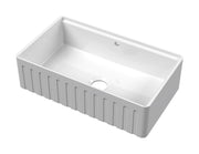 Nuie 795mm x 460mm x 220mm Fireclay White Single Bowl Fluted Butler Sink With Ledge (BUF18132)