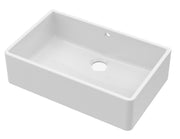 Nuie 795mm x 500mm x 220mm Fireclay White Single Bowl Butler Sink With Offset Waste And Overflow (BU10132)