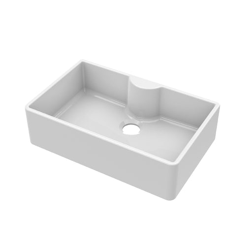 Nuie 795mm x 500mm x 220mm Fireclay White Single Bowl Butler Sink With Offset Waste And Tap Ledge (BU12032)