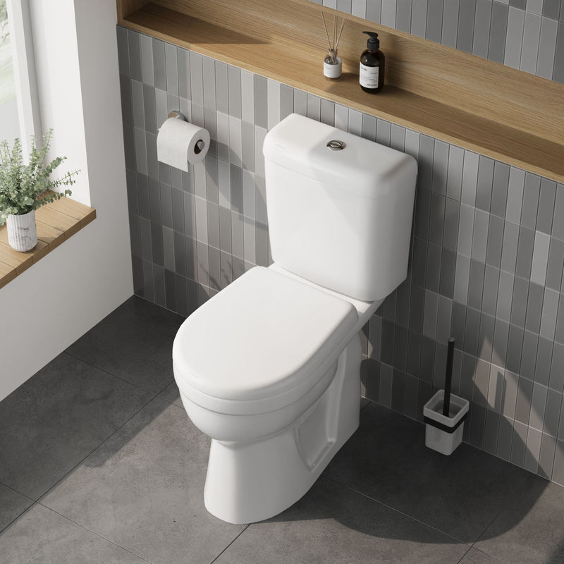 Nuie 860mm comfort height close coupled toilet lifestyle view