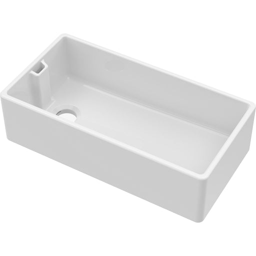 Nuie 895mm x 460mm x 245mm Fireclay White Single Bowl Belfast Sink With Offset Waste And Weir Overflow (BE10036)