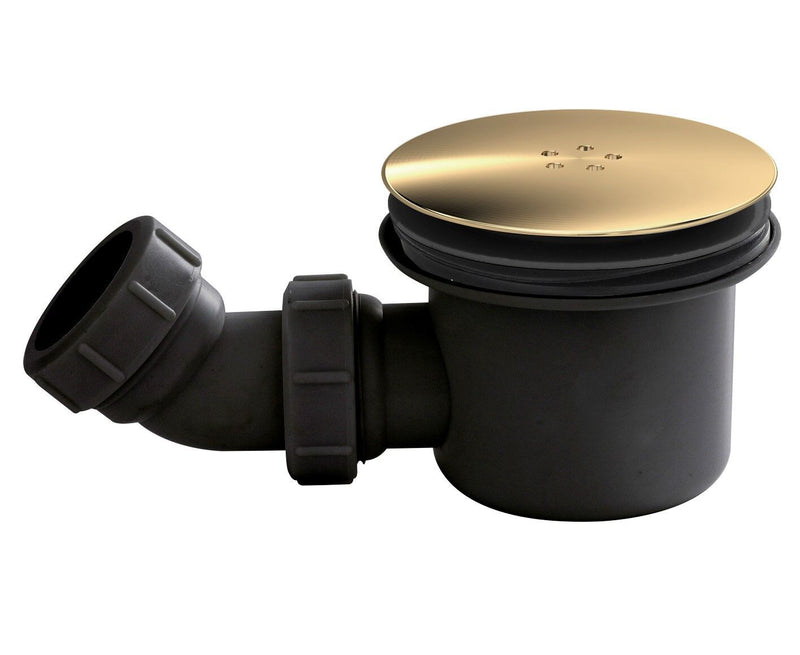 Nuie 90mm Fast Flow Shower Waste Brushed Brass with Black Base (STW006)