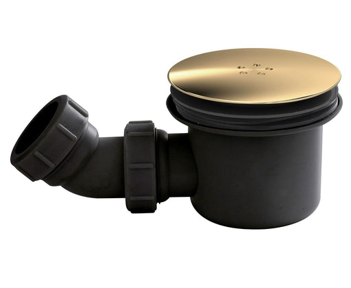 Nuie 90mm Fast Flow Shower Waste Brushed Brass with Black Base (STW006)