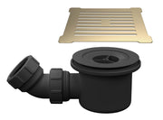 Nuie 90mm Fast Flow Shower Waste Brushed Brass with Grid (STW006S)