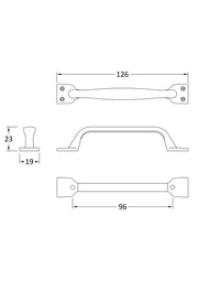 Nuie 96mm Furniture Handle Satin Nickel (H183) line drawing