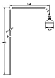 Nuie Chrome Rigid Riser Kit dimensions line drawing