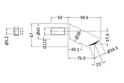 Nuie Chrome Commercial Concealed Shower Valve With Fixed Head dimensions line drawing