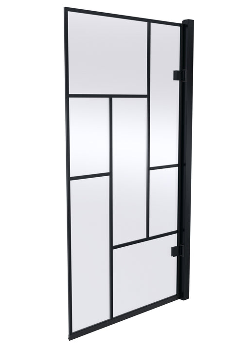 Nuie Abstract Square Hinged Bath Screen 800mm Matt Black