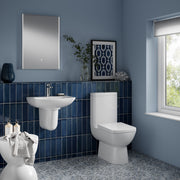 Nuie Ambrose 500mm basin and semi pedestal in a contemporary bathroom