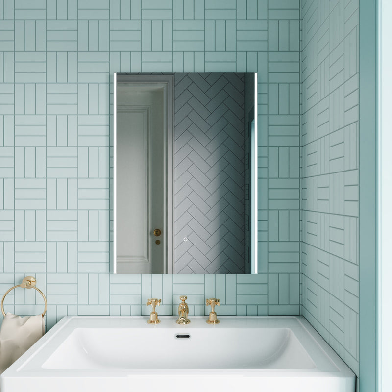 Nuie Anser 500x700mm LED touch sensor mirror in a contemporary bathroom