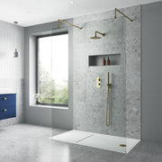 Nuie Brushed Brass Wall-Mounted Shower Arm lifestyle image