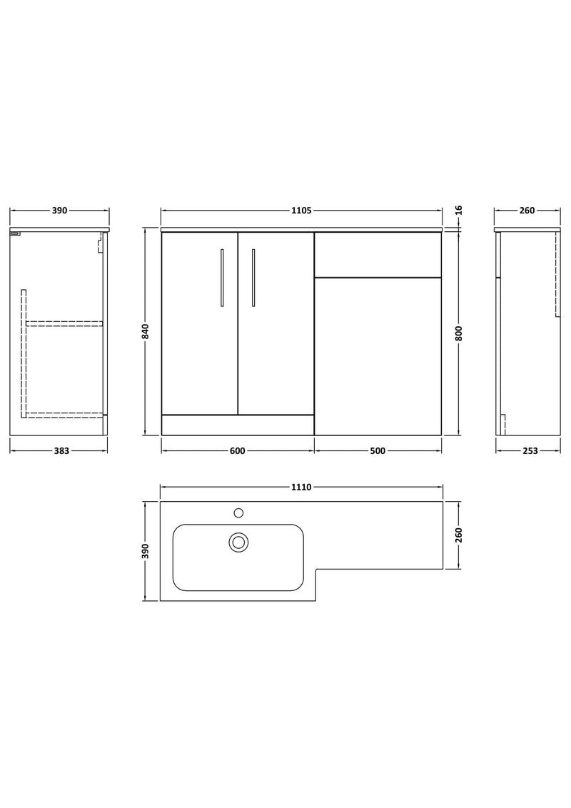 Arno 1100 combo 12-lh-dimensions