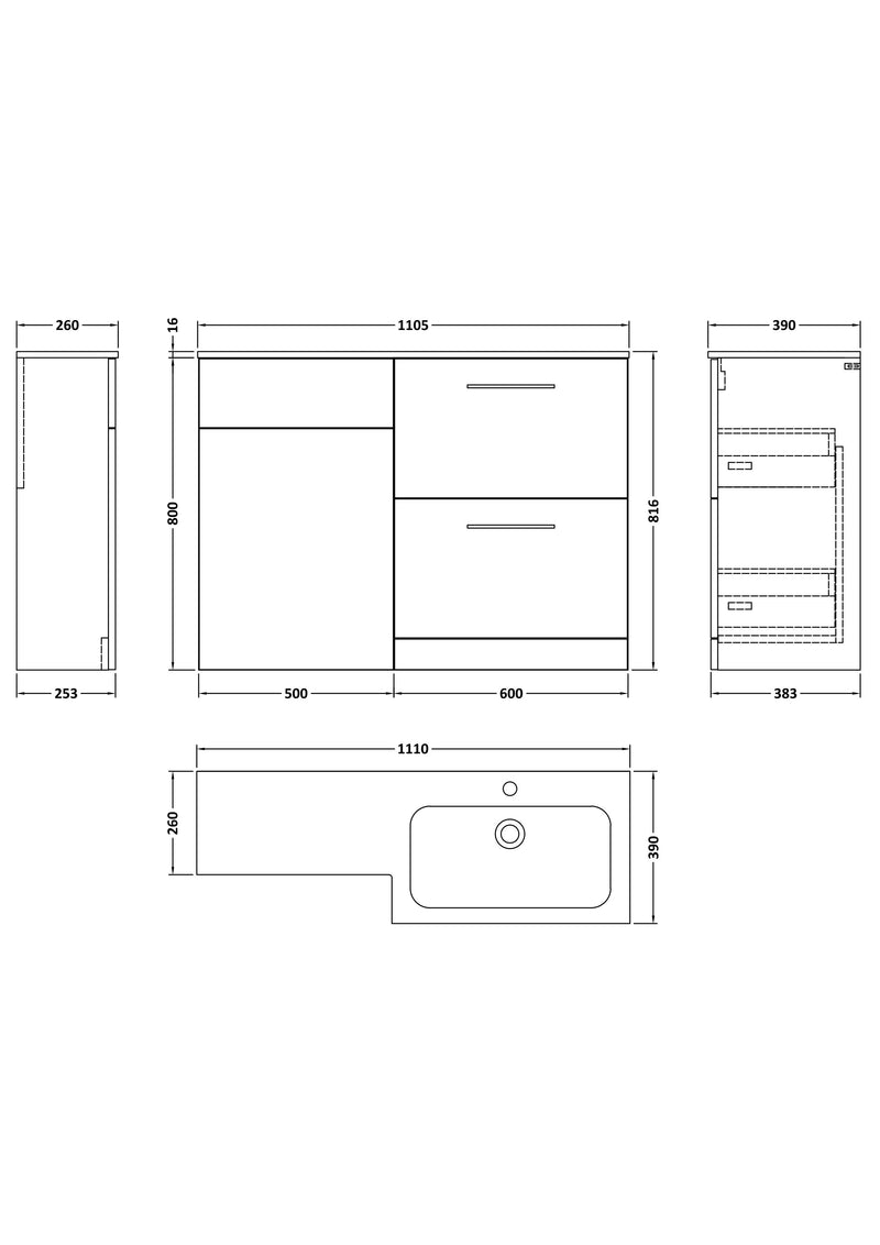 Arno 1100 combo 15-rh-dimensions