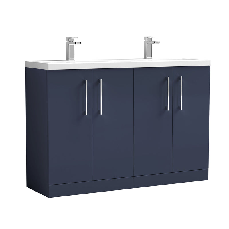 Nuie Arno 1200mm Floor Standing double vanity - 4 Door (Ceramic Basin) Midnight Blue
